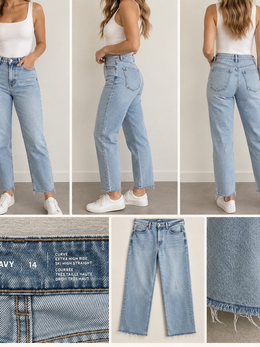 Old Navy Curve Sky Hi Straight Jeans Light Wash Size 14